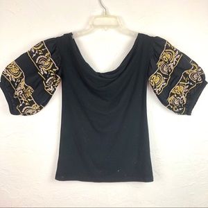 FREE PEOPLE Embroidered Balloon Sleeve Shirt